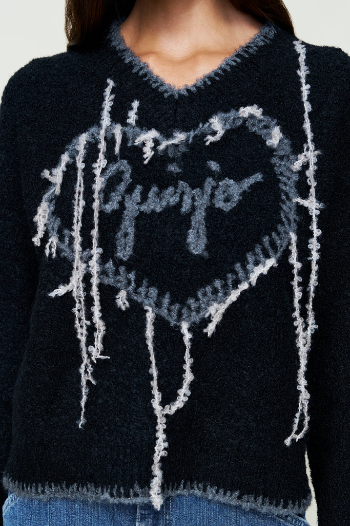 GUIZIO HEART WOOL SWEATER IN BLACK