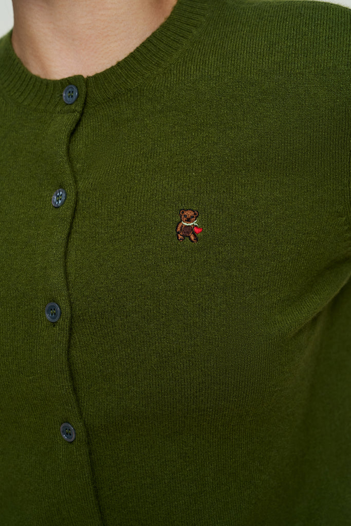 June Relaxed Wool Cardigan in Matcha Green