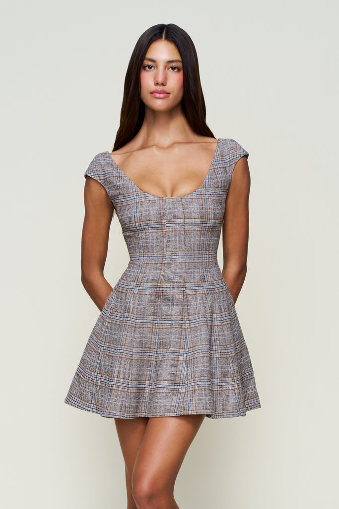 LEILA TARTAN MINI DRESS