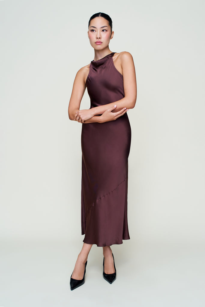Lina Midi Dress in Dark Chocolate
