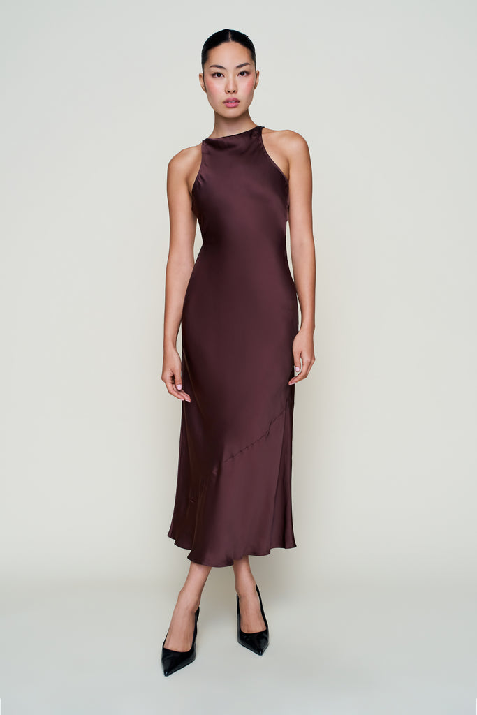 Lina Midi Dress in Dark Chocolate