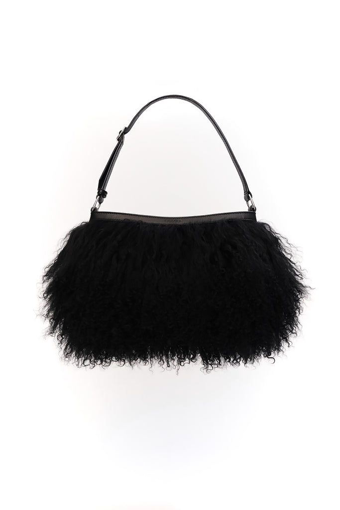 Lolli Shearling Shoulder Bag in Black