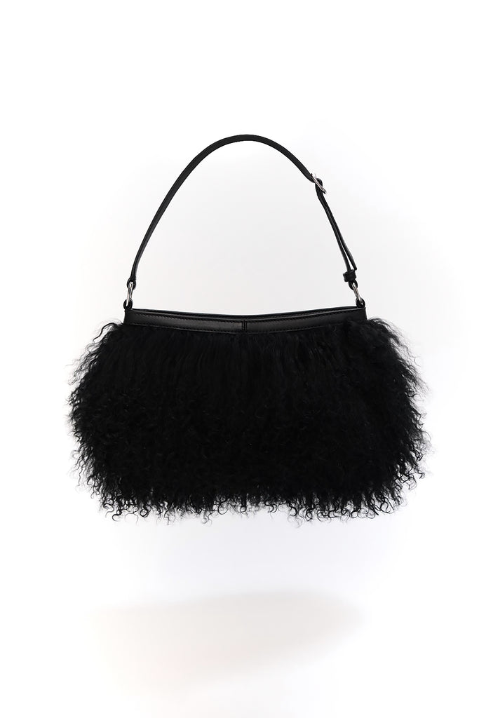 Lolli Shearling Shoulder Bag in Black