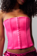 Satin Corset in True Pink