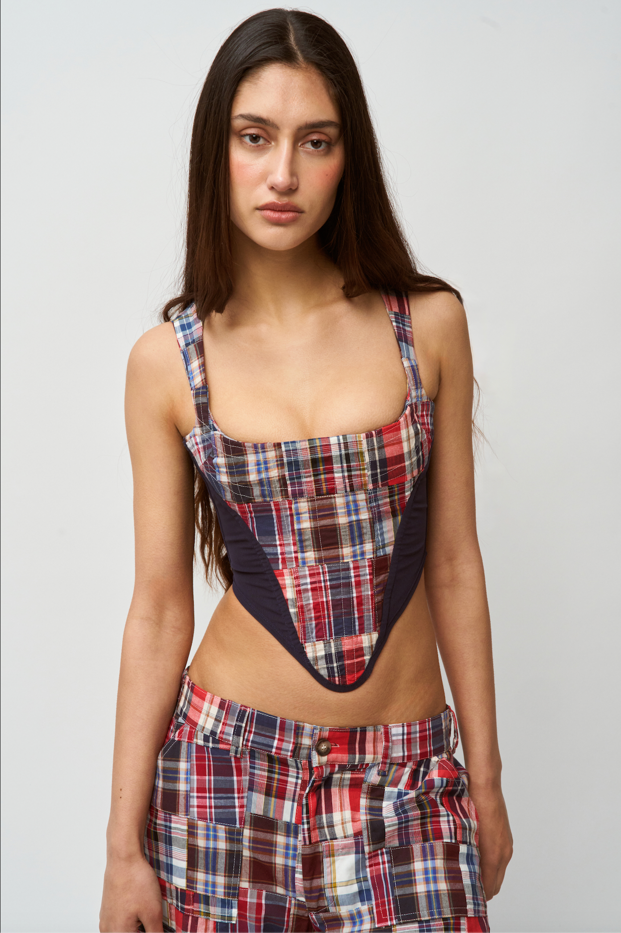 Serene Patchwork Corset in Blue Multi