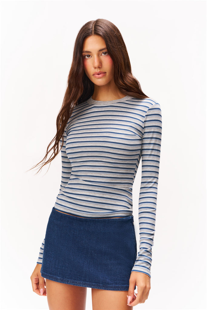 CREW LONG SLEEVE IN GREY COMBO