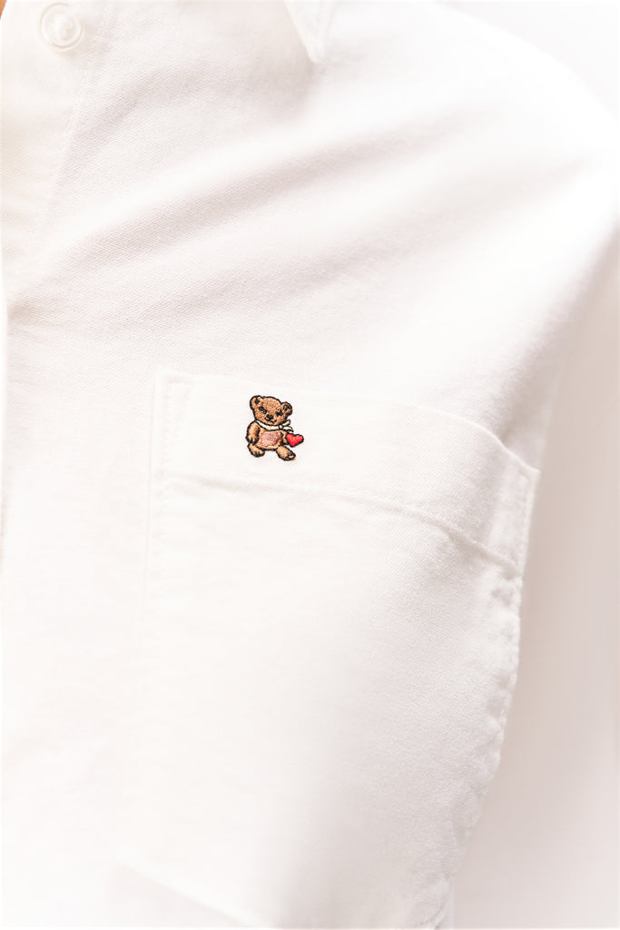 BUFFY CROPPED BUTTON DOWN SHIRT IN WHITE