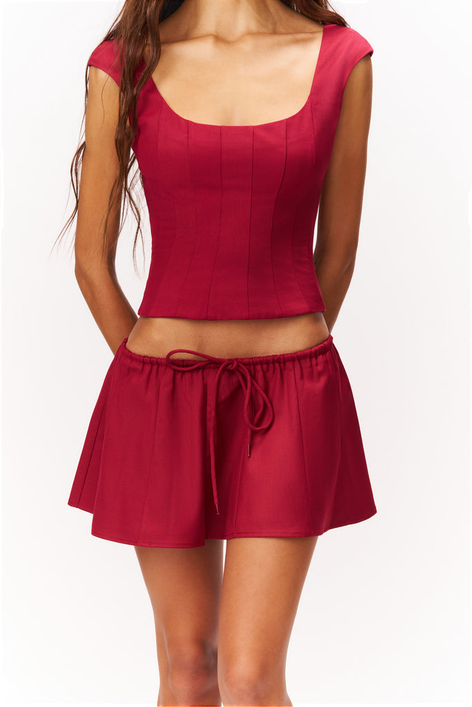 Leila Twill Top in Bordeaux