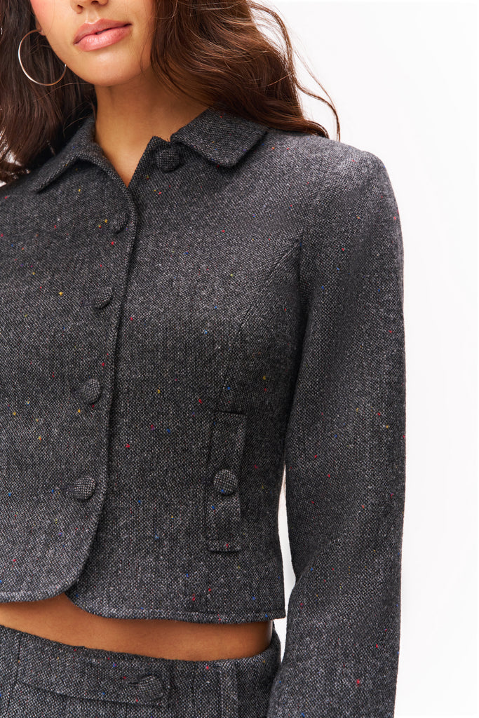 TALIA SHRUNKEN BLAZER IN DARK GREY