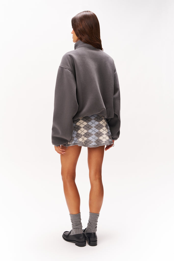 GUIZIO FLEECE ZIP UP JACKET IN HEATHER GREY