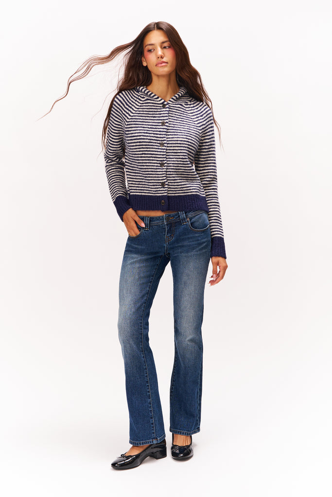 MELINA KNIT JACKET IN NAVY & WHITET STRIPE