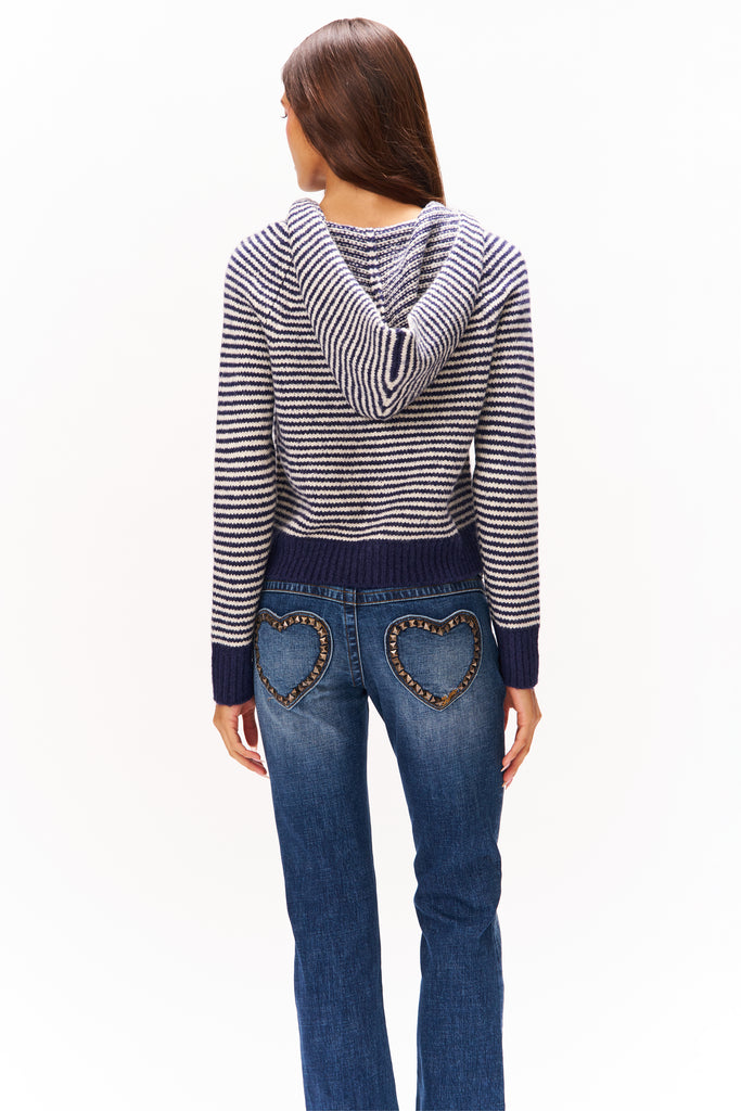 MELINA KNIT JACKET IN NAVY & WHITET STRIPE