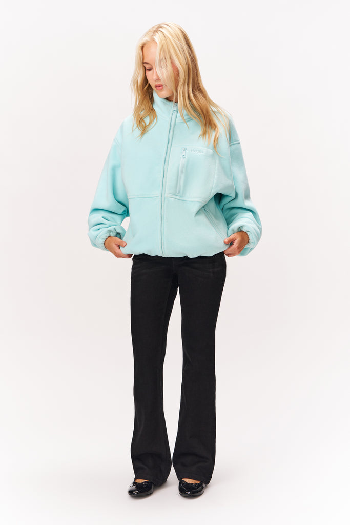 GUIZIO FLEECE ZIP UP JACKET IN LIGHT BLUE