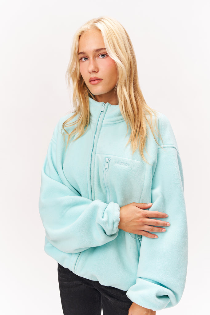 GUIZIO FLEECE ZIP UP JACKET IN LIGHT BLUE