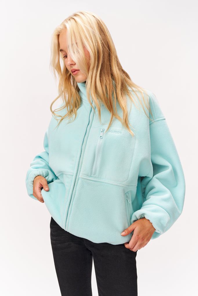 GUIZIO FLEECE ZIP UP JACKET IN LIGHT BLUE