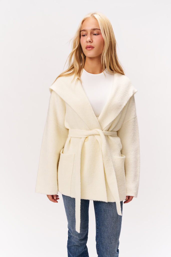 CAROLINE WRAP SWEATER IN IVORY