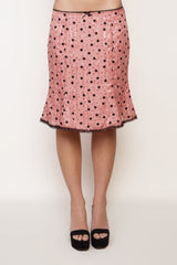 Velvet Floral Lace Low Rise Midi Skirt