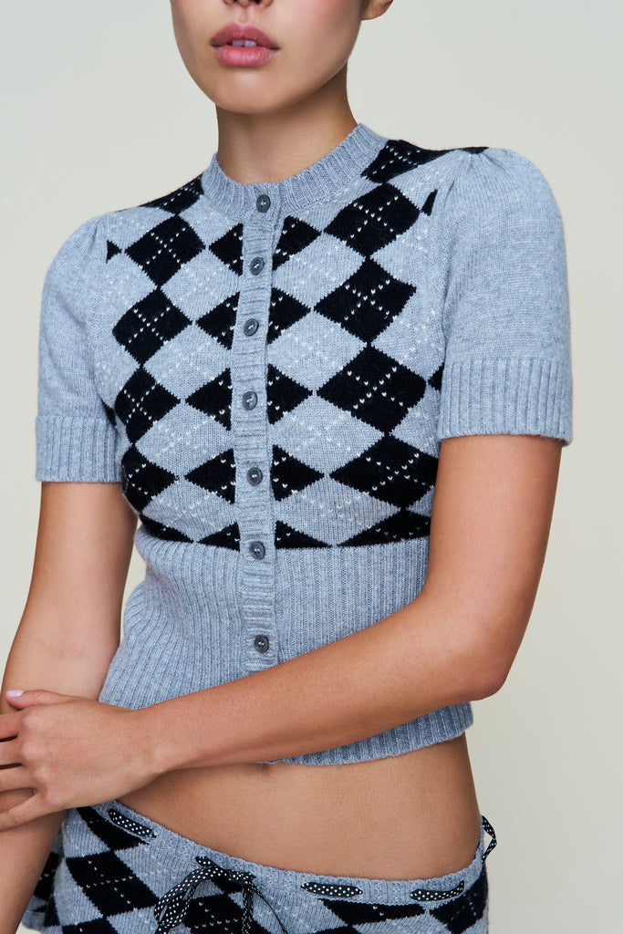 THE SWEET ARGYLE WOOL CARDIGAN