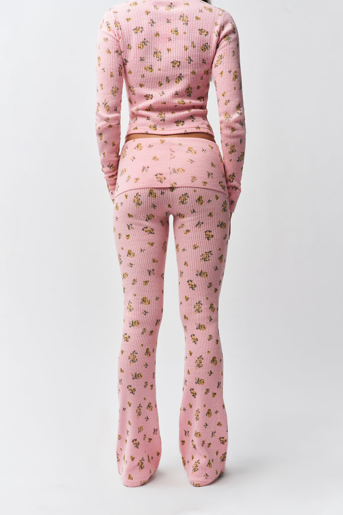 Flared Thermal Pant in Baby Pink