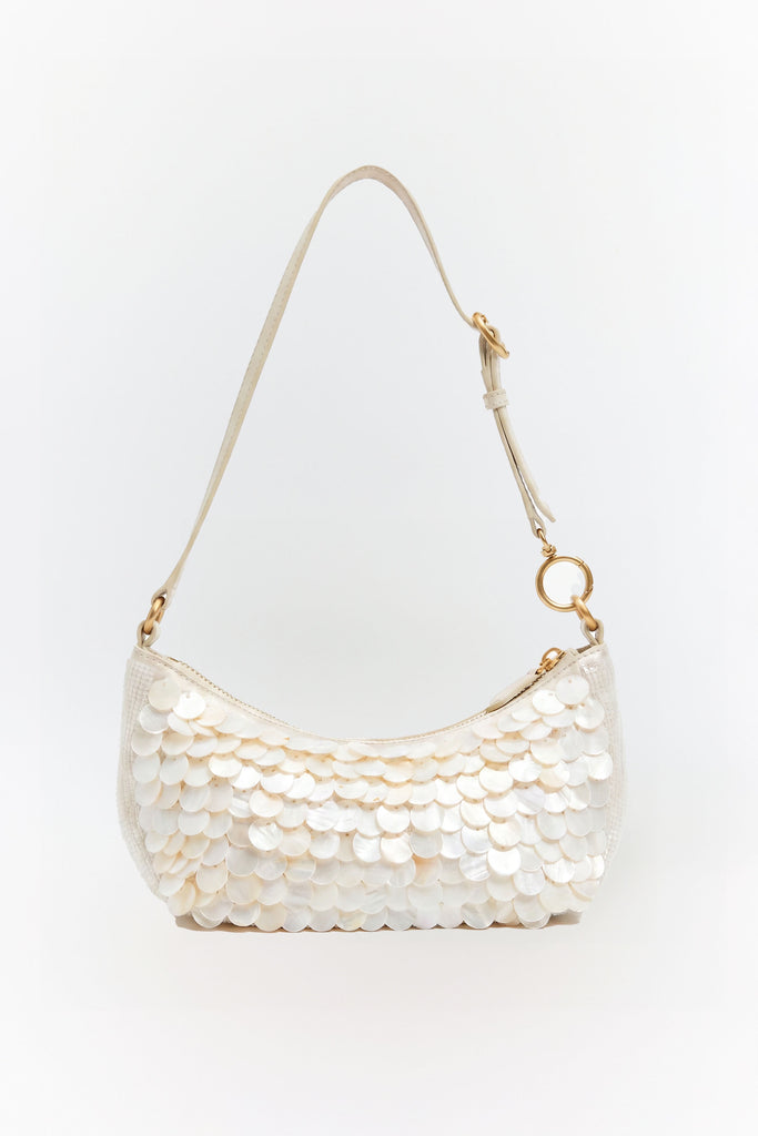 Celeste Paillette Mini Shoulder Bag in Ivory