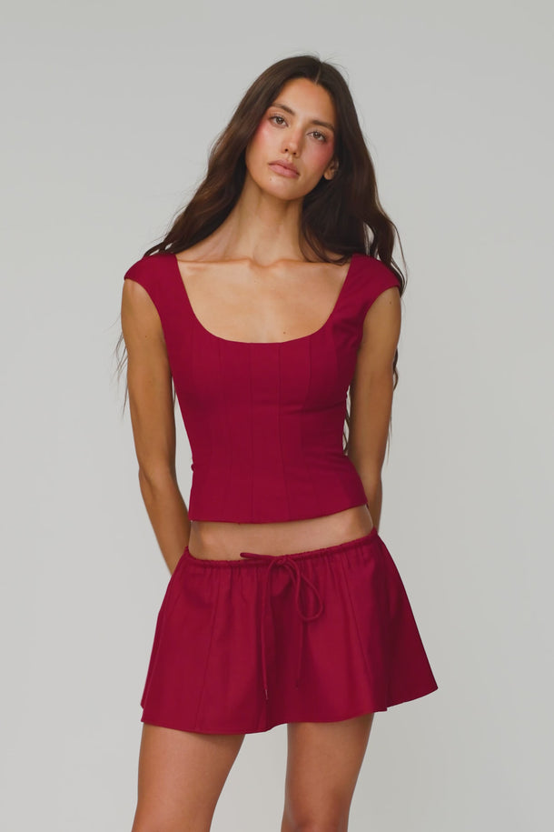 Leila Twill Top in Bordeaux