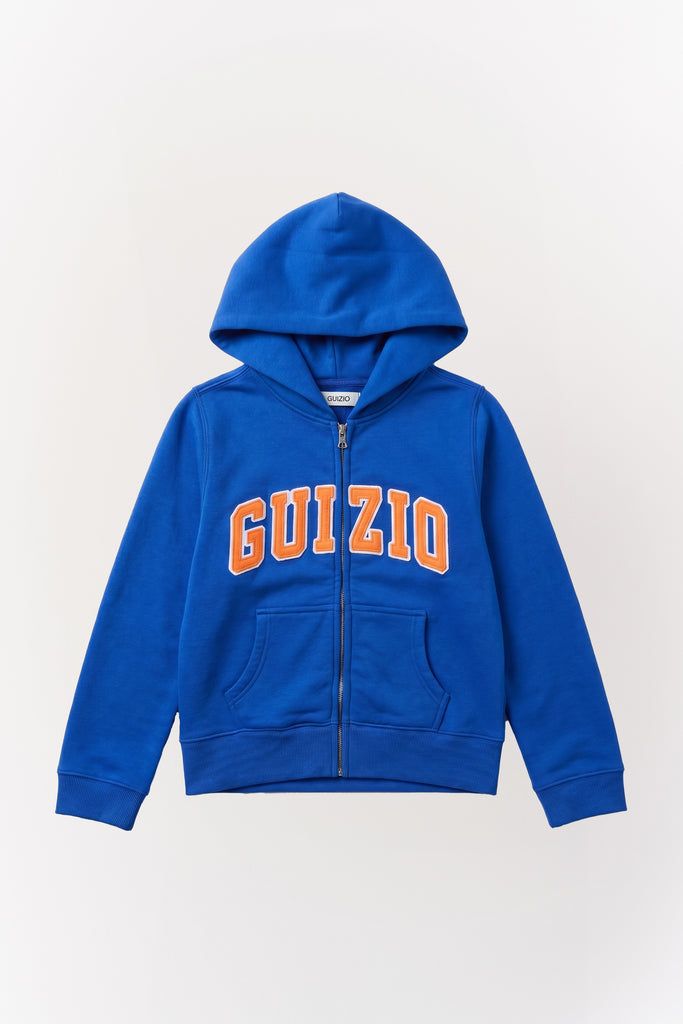 Guizio New York Forever Shrunken Hoodie in Royal Blue